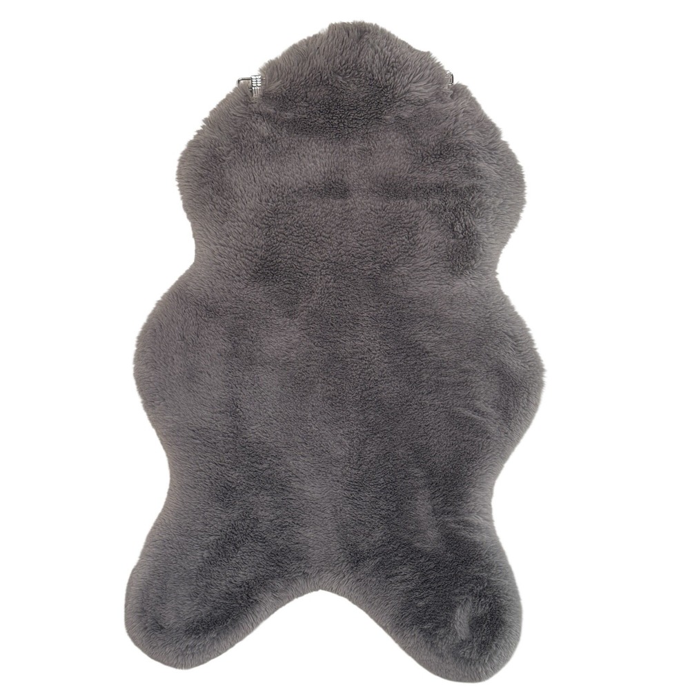 Mon Chateau Faux Fur Quad Rug Luxury Collection Luxe 40x25 Light Gray Plush Soft